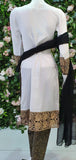 WHITE ETHNIC STYLE LINEN READYMADE SUIT (medium) - Asian Party Wear