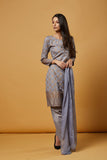 SLEET GREY BROCADE PRINTED ETHNIC SALWAR SUIT - Asian Party Wear