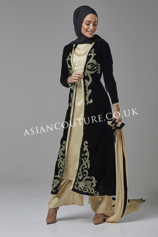 BLACK AND GOLD JACKET STYLE READY MADE DRESS BLACK AND GOLD JACKET STYLE READY MADE DRESS