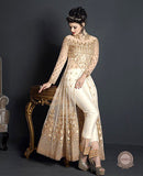 CREAM HEAVY EMBROIDERED INDIAN WEDDING GOWN - Asian Party Wear