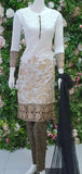 WHITE ETHNIC STYLE LINEN READYMADE SUIT (medium) - Asian Party Wear