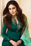 6272 GREEN KASEESH KAREENA KAPOOR SATIN GEORGETTE SUIT WITH HEAVY WORK DUPATTA - Asian Party Wear