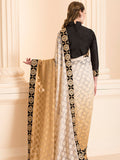 GOLD BEIGE OMBRE SAREE WITH STITCHED BLACK BLOUSE - Asian Party Wear