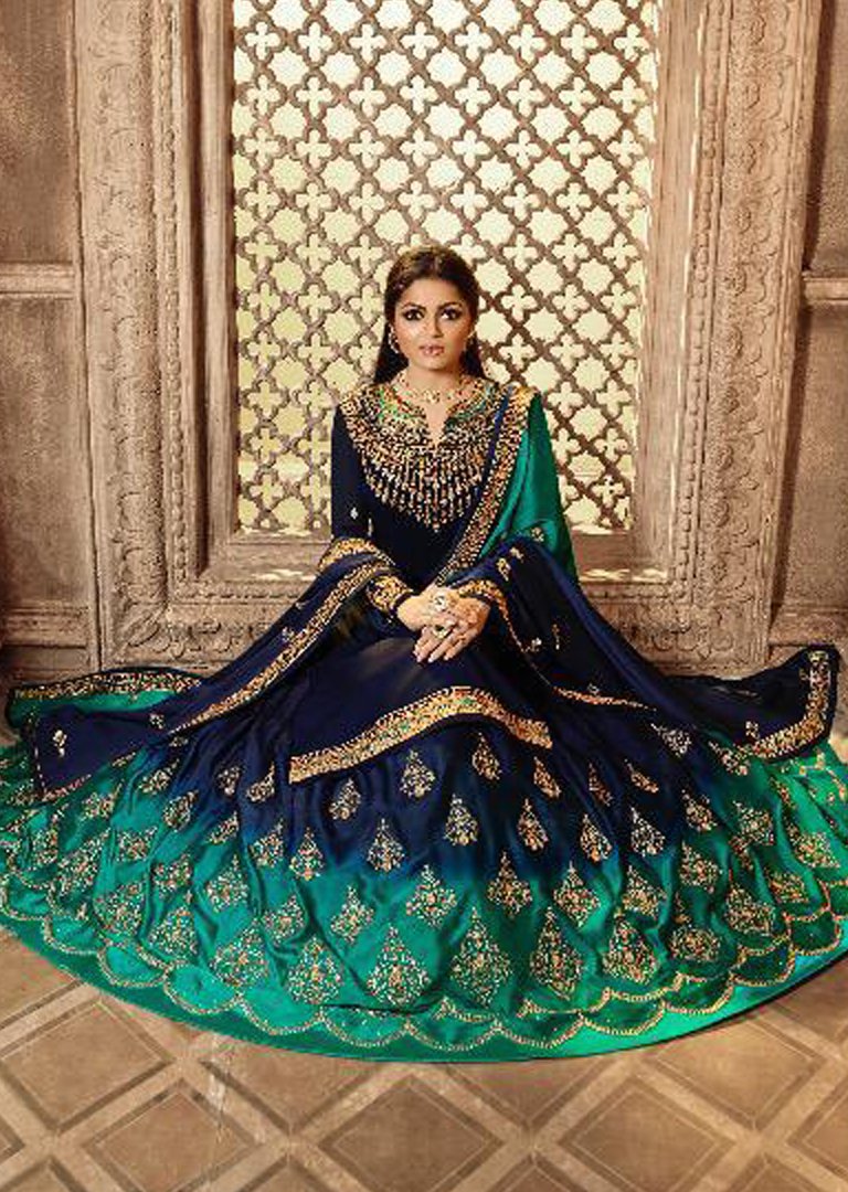 BLUE INDIAN ETHNIC BOLLYWOOD STYLE LEHENGA SUIT weeks delivery)