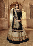 BLACK INDIAN WEDDING UNSTITCHED LEHEGNA SUIT - Asian Party Wear