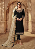 BLACK INDIAN WEDDING UNSTITCHED LEHEGNA SUIT - Asian Party Wear