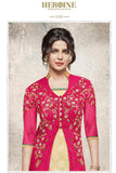 5193 PINK HEROINE STARDIVA PRIYANKA CHOPRA GEORGETTE STRAIGHT SEMI STITCHED SUIT - Asian Party Wear