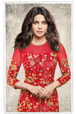 ZH5190 RED HEROINE STARDIVA PRIYANKA CHOPRA GEORGETTE STRAIGHT CUT SUIT - Asian Party Wear