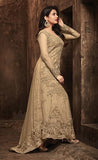 BEIGE EMBELLISHED TRAIL EVENING GOWN - Asian Party Wear