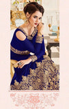 Navy Blue Pakistani Bridal Wedding Gown Anarkali Dress - Asian Party Wear