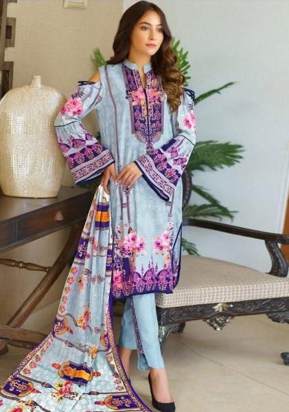 Sky Blue Summer Lawn Salwar Kameez - Asian Party Wear