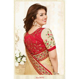 KH16351 Beige With Red Kasheesh Sheesha Designer Saree - Asian Party Wear