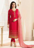 5554 RED KASEESH JANNAT EMBROIDERED GEORGETTE PRACHI DESAI STRAIGHT SALWAR SUIT - Asian Party Wear