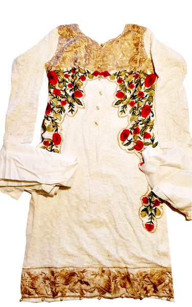 White Embroidered Ready To Wear Pakistani Salwar Suit - Asian Party Wear