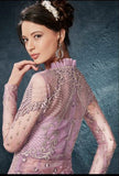 PURPLE NET SILK SIDE SLIT INDIAN WEDDING DRESS - Asian Party Wear