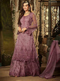 PURPLE INDIAN WEDDING WEAR SHARARA STYLE SUIT - Asian Party Wear