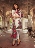 WHITE ROSE MOTIF FOX GEORGETTE PAKISTANI DESIGNER SUIT - Asian Party Wear