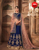 BLUE HEAVY EMBROIDERED PUNJABI WEDDING LEHENGA - Asian Party Wear