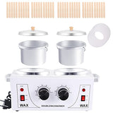 DAORDAER Wax Warmer Professional Electric Wax Heater Hair Removal Adjustable Temperature Machine Facial Skin Body Hair Removal Tool Salon Hot SPA Wax Pot with 40PCS Wood Sticks (Double Wax Warmer)