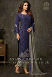 LAVISHING BLUE AND GREY PARTY WEAR SALWAR SUIT - Asian Party Wear