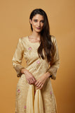 Beige Floral Embroidered Ready To Wear Salwar Kameez - Asian Party Wear