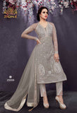 25009 GREY HEAVY EMBROIDERED INDIAN WEDDING SALWAR SUIT - Asian Party Wear