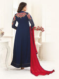 Blue Anarkali Suit Indian Sequin Dress - Asian Party Wear