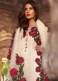 WHITE ROSE MOTIF FOX GEORGETTE PAKISTANI DESIGNER SUIT - Asian Party Wear