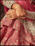 CREAM AND PINK INDIAN WEDDING GHARARA AND LEHENGA STYLE DRESS - Asian Party Wear