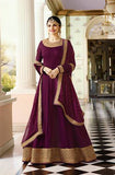 7175 PLUM GEORGETTE LONG ANARKALI WEDDING STYLE GOWN - Asian Party Wear