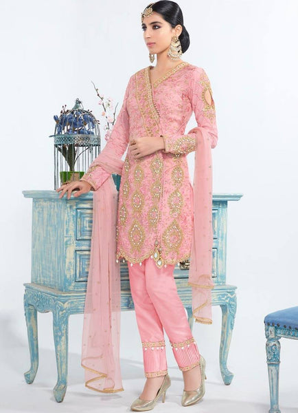 PINK PAKISTANI WEDDING MEHNDI OCCASIONAL SALWAR SUIT - Asian Party Wear