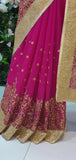 MAGENTA INDIAN CHIFFON GEORGETTE SAREE - Asian Party Wear