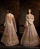 Ash Rose Net Georgette Heavy Embroidered Wedding Dress - Asian Party Wear