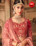 RED HEAVY EMBROIDERED INDIAN PUNJABI WEDDING LEHENGA - Asian Party Wear