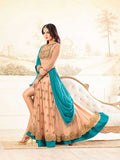 4605 BLUE AND PEACH MAISHA DESIGNER WEDDING WEAR ANARKALI DRESS - Asian Party Wear