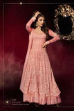 5038 BLOOMING DAHLIA PEACHY PINK HEROINE PRIYANKA CHOPRA MAXI WEDDING DRESS - Asian Party Wear