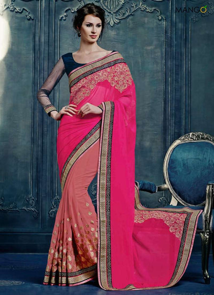 NARGIS FAKHRI SALMON PINK 5060 HEROINE DRAMATIC SAREE - Asian Party Wear