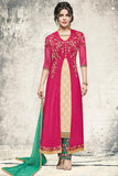 5193 PINK HEROINE STARDIVA PRIYANKA CHOPRA GEORGETTE STRAIGHT SEMI STITCHED SUIT - Asian Party Wear