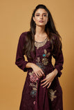 Plum Indian Designer Embroidered Salwar Suit - Asian Party Wear