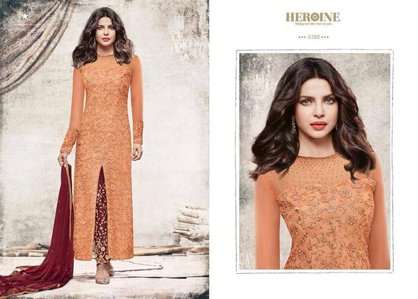 5192 DARK YELLOW HEROINE STARDIVA PRIYANKA CHOPRA GEORGETTE STRAIGHT SUIT - Asian Party Wear