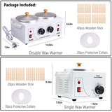 DAORDAER Wax Warmer Professional Electric Wax Heater Hair Removal Adjustable Temperature Machine Facial Skin Body Hair Removal Tool Salon Hot SPA Wax Pot with 40PCS Wood Sticks (Double Wax Warmer)