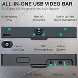 Yealink UVC34 4K Video and Audio Conference Room Camera System Video Bar with Auto Framing AI Face Enhancement for Office Business 120°Wide Angle, 8 mic Array with Teams Zoom Meeting Rooms Certified