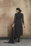 BLACK GEORGETTE STRAIGHT CUT INDIAN PARTY WEAR SUIT - Asian Party Wear