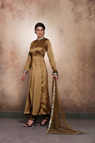 ANTIQUE GOLD SLIT STYLE PAKISTANI WEDDING STYLE READY MADE SALWAR SUIT - Asian Party Wear