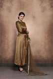 ANTIQUE GOLD SLIT STYLE PAKISTANI WEDDING STYLE READY MADE SALWAR SUIT - Asian Party Wear