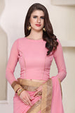 ZACS-617 STUNNING PINK GEORGETTE WITH AN AMAZING ZARI BORDER READY MADE SAREE - Asian Party Wear