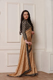 CUBAN SAND BEIGE AND BLACK BROCADE SILK SAREE - Asian Party Wear