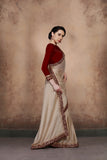 ZACS-606 ALMOST MAUVE GEORGETTE SHIMMER INDIAN STYLISH SAREE - Asian Party Wear