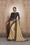 ZACS-604 STUNNING GOLD SHIMMER ASIAN WEDDING WEAR READY MADE SAREE - Asian Party Wear