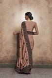 ZACS-602 BROWN LACE BORDER WEDDING WEAR READY MADE INDIAN SAREE - Asian Party Wear